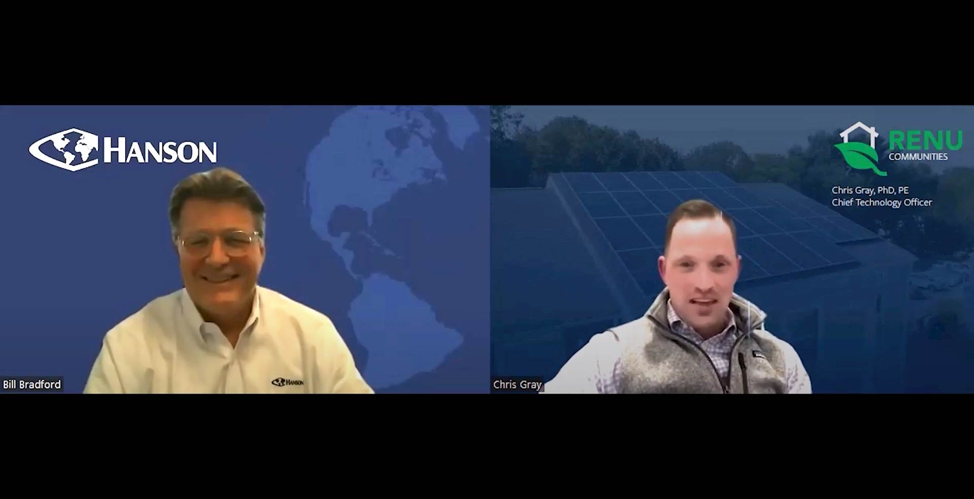 Screenshot from Discussions With Energy Leaders that shows Bill Bradford sharing a laugh with Chris Gray