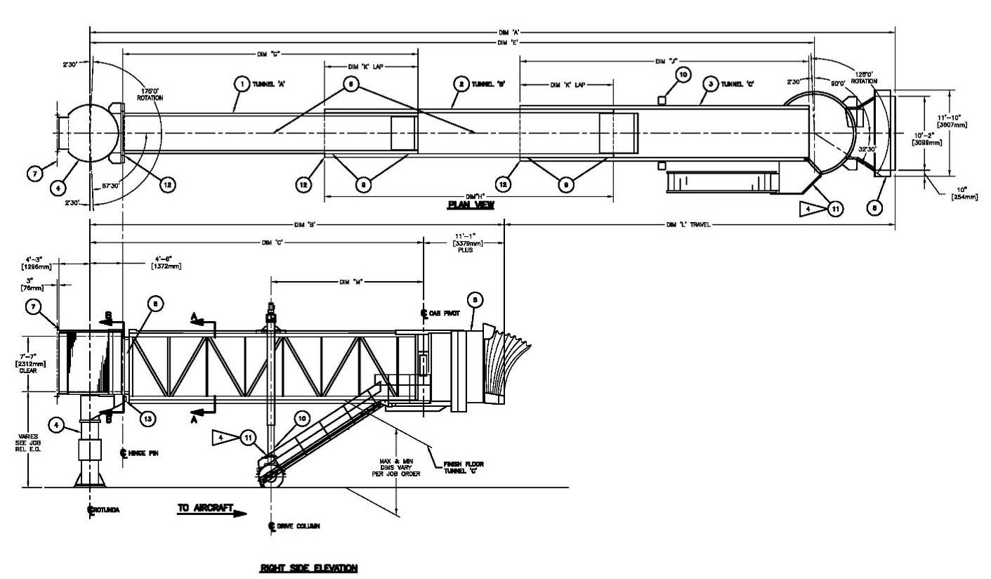 Diagram of a passenger boarding bridge