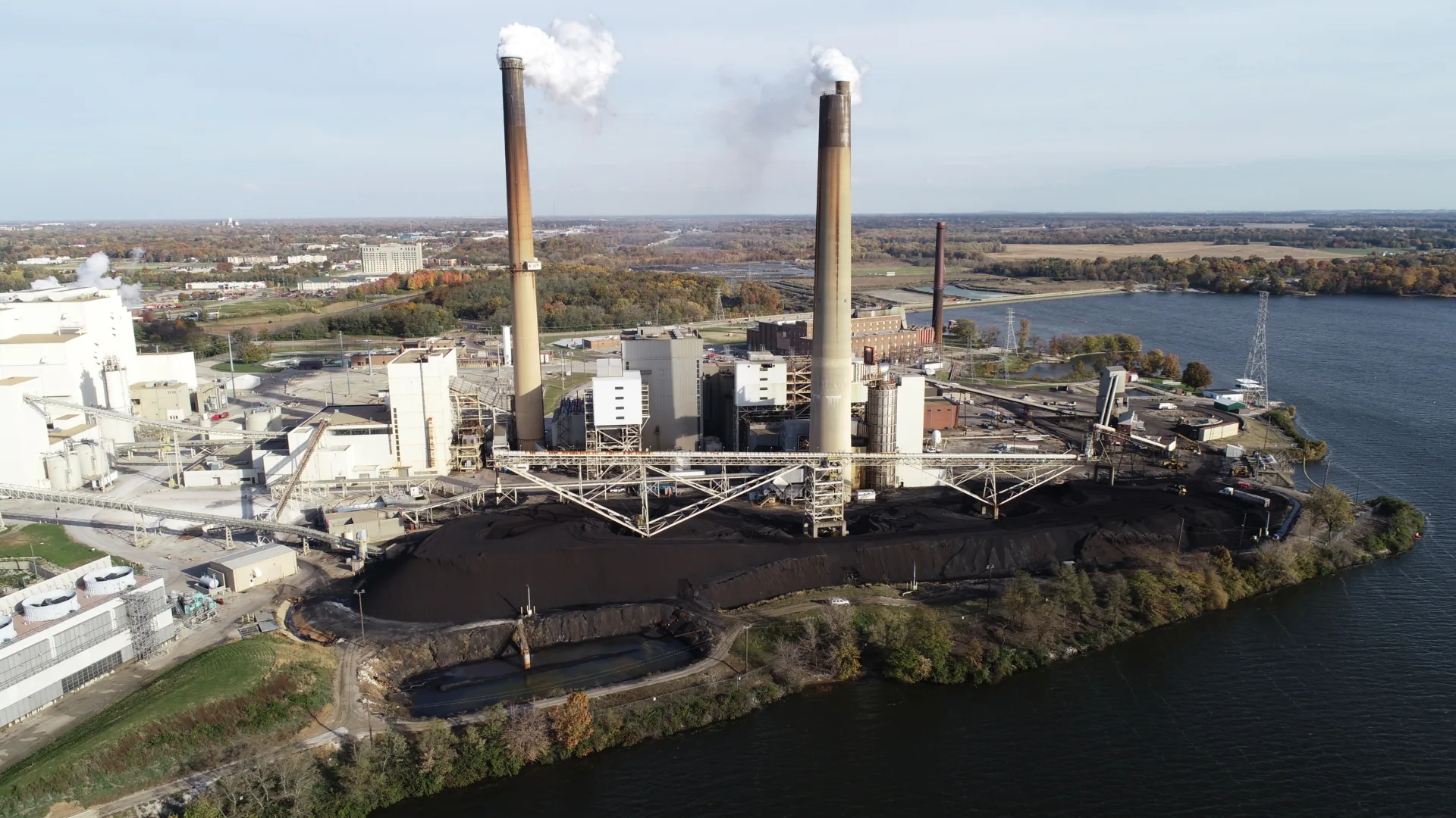 aerial view of coal-fired power plant