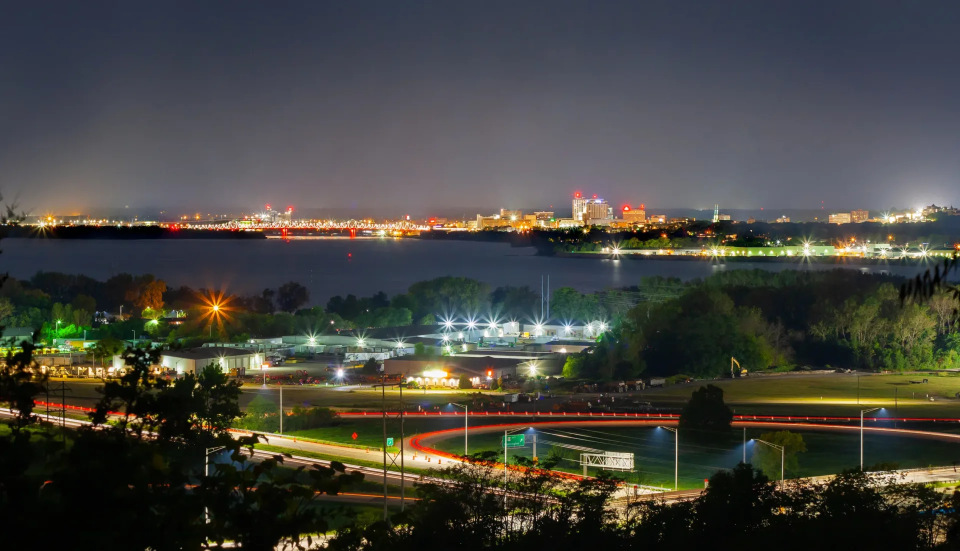 Distant View Of Peoria Illinois At Night
