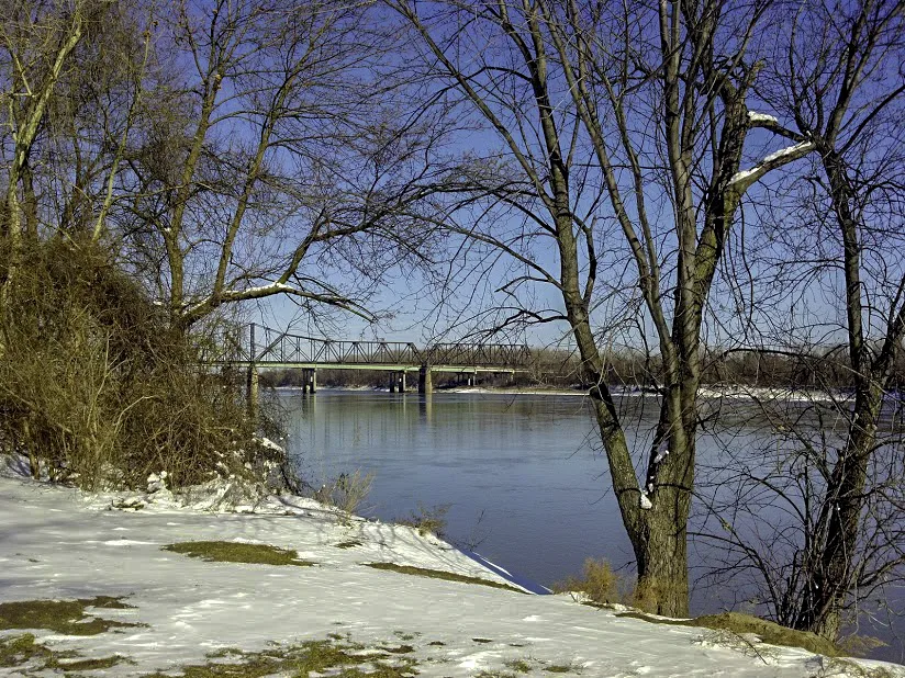 Snow Covered River Bank along the Missouri River in St. Charles Missouri