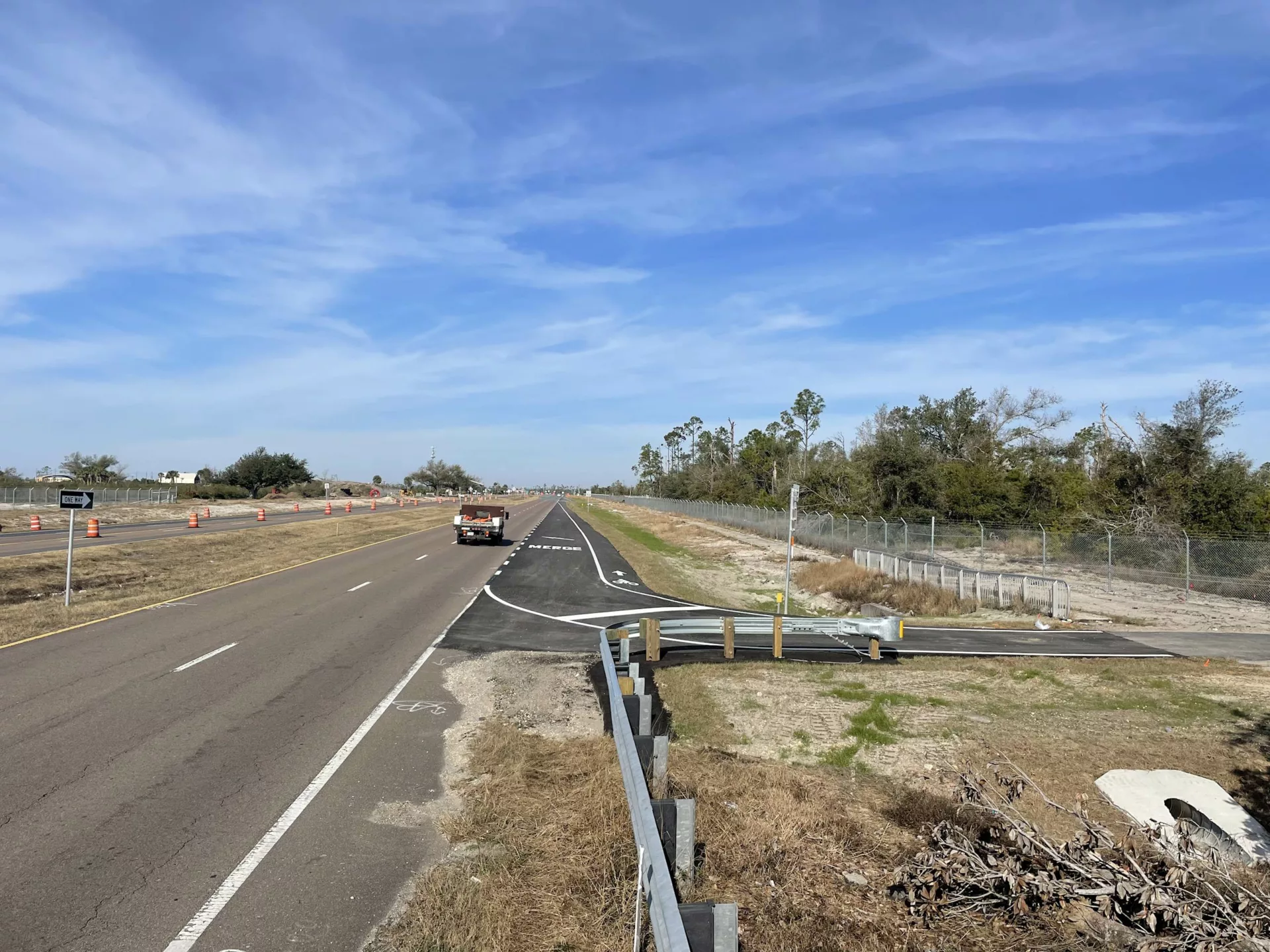 The rebuilding effort requires the support of new turn lanes and acceleration lanes on base.