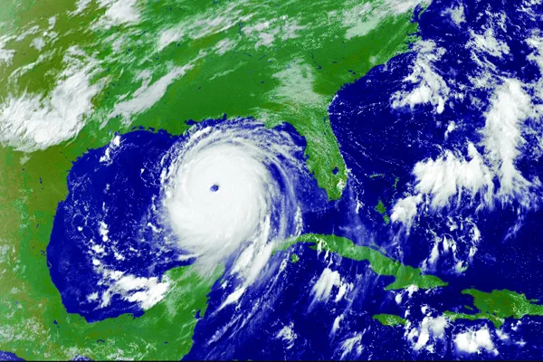 Hurricane Katrina appears in the Gulf Coast. Image courtesy of the U.S. Navy.
