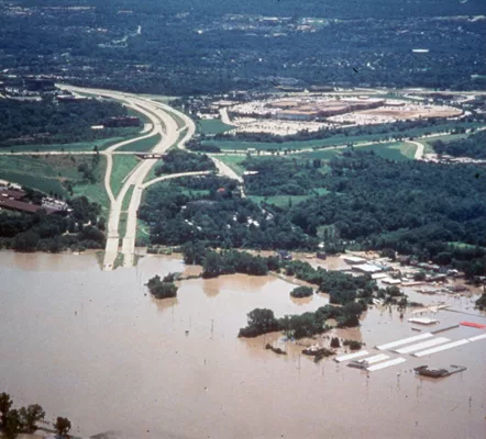 In 1993, the surging Missouri River ruptured the Monarch-Chesterfield Levee, filling Chesterfield Valley with more than 8 feet of flood water and debris.