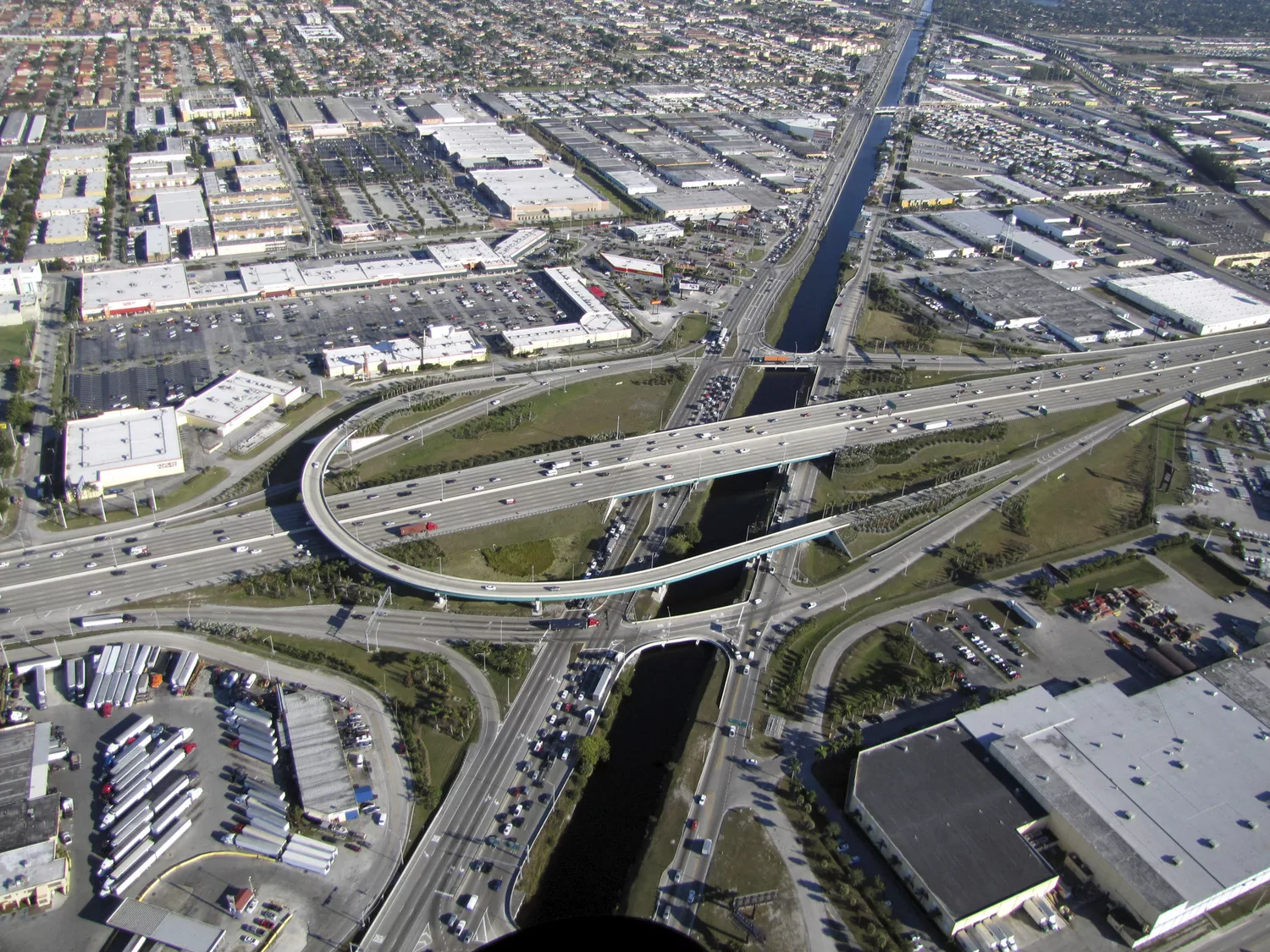 Aerial of major interstate interchange
