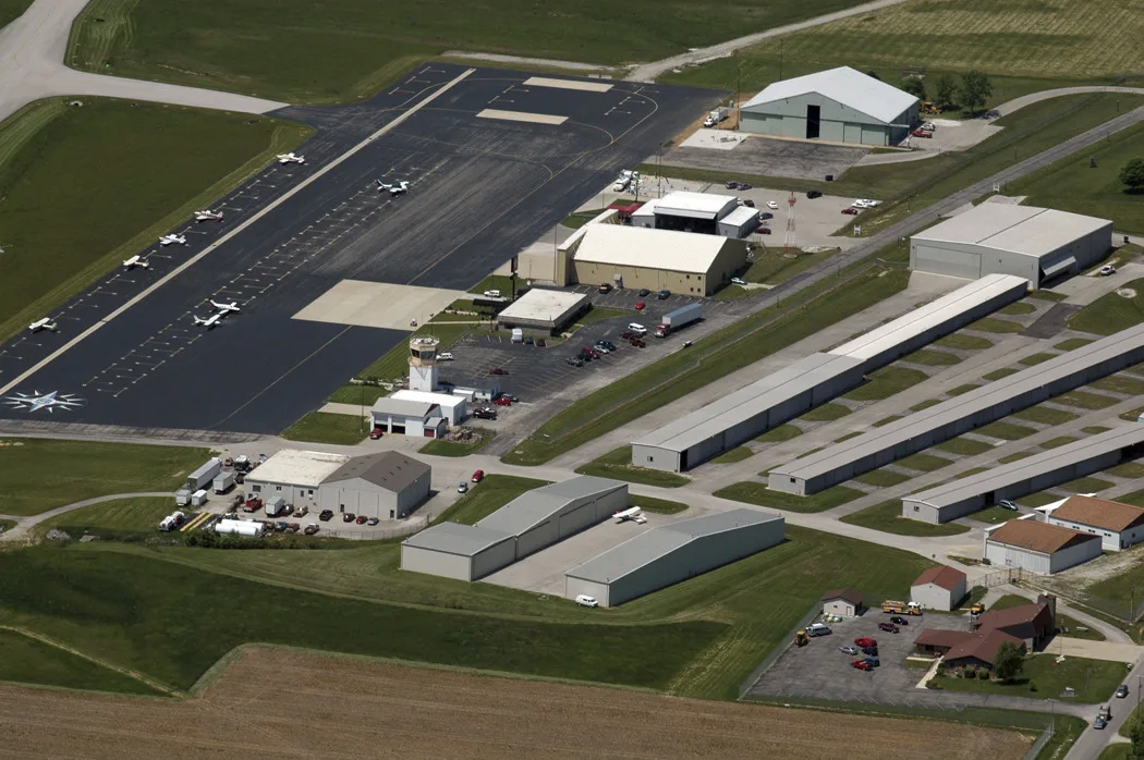 Aerial view of small airport