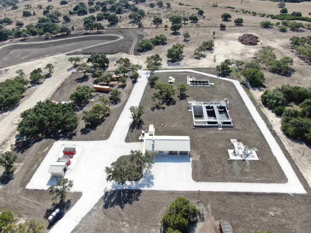 Aerial view of wastewater treatment plant in Texas