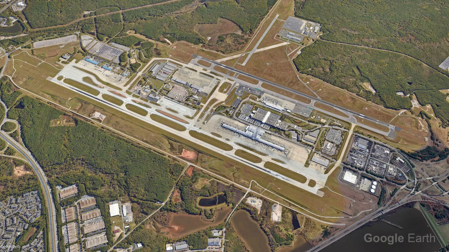 Aerial Google Earth photo of Raleigh Durham airport