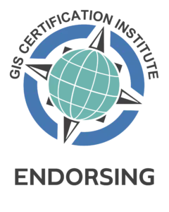 Endorsement logo for GISCI - blue and greenish blue with black accents